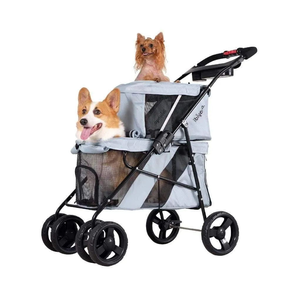 Ibiyaya® Double Decker Pram for Dogs| Silver Grey