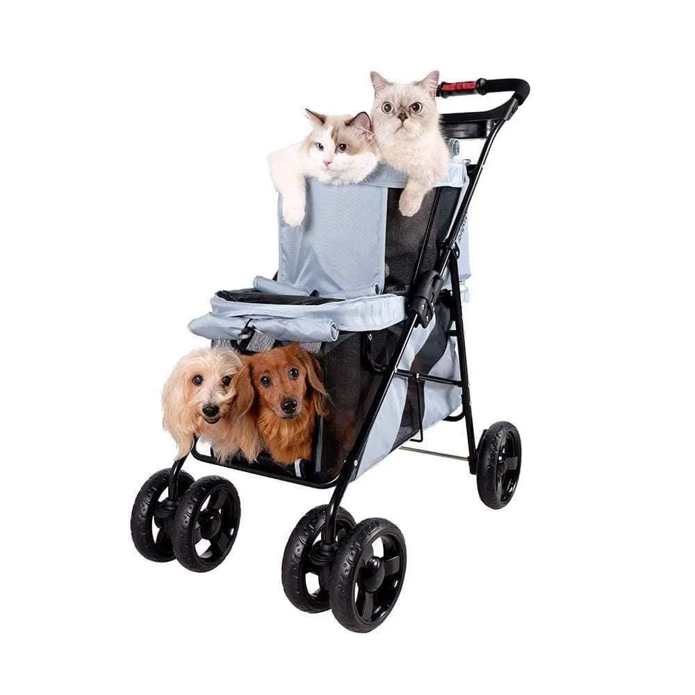 Ibiyaya® Double Decker Pram for Dogs| Silver Grey