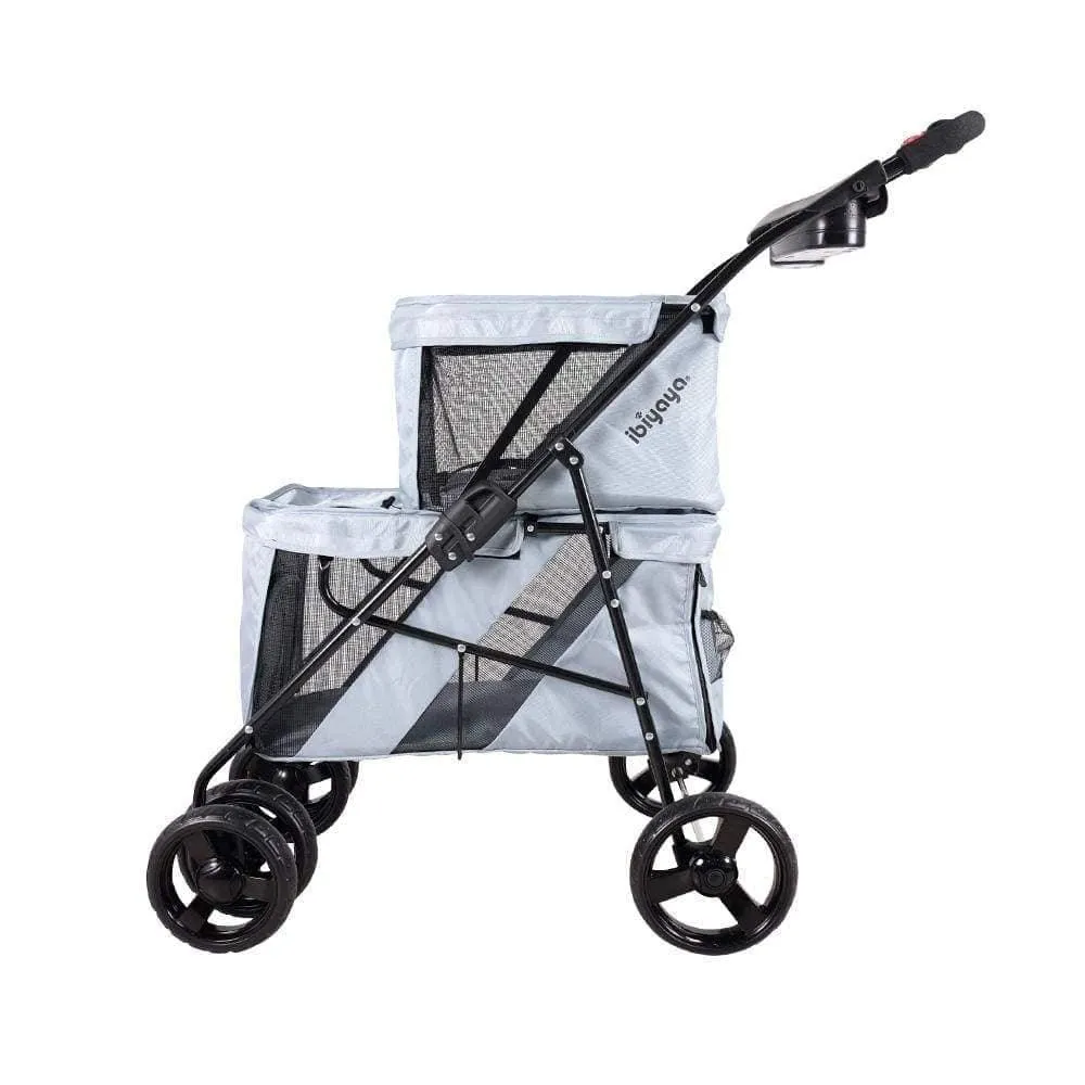 Ibiyaya® Double Decker Pram for Dogs| Silver Grey