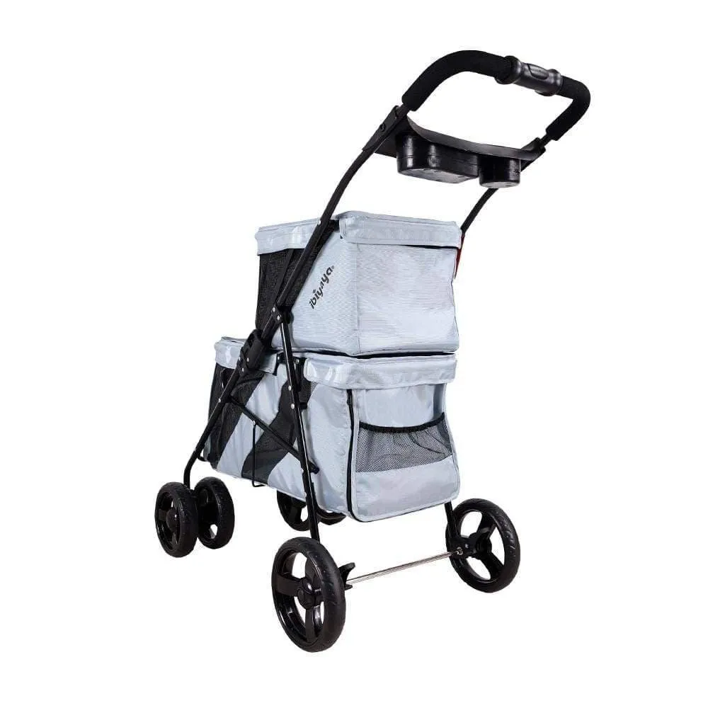 Ibiyaya® Double Decker Pram for Dogs| Silver Grey