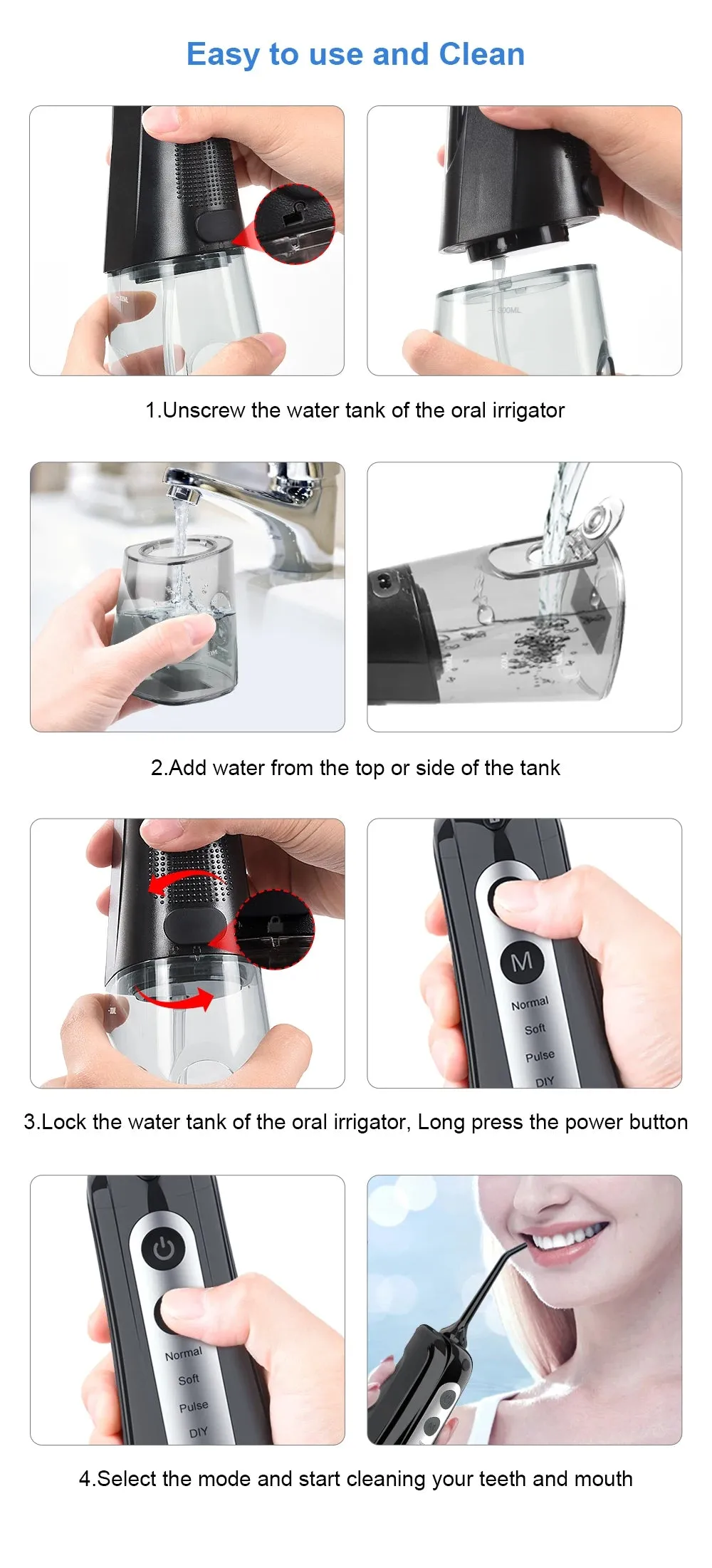 iCoolDown™ Oral Irrigator Dental Water Flosser 300ML