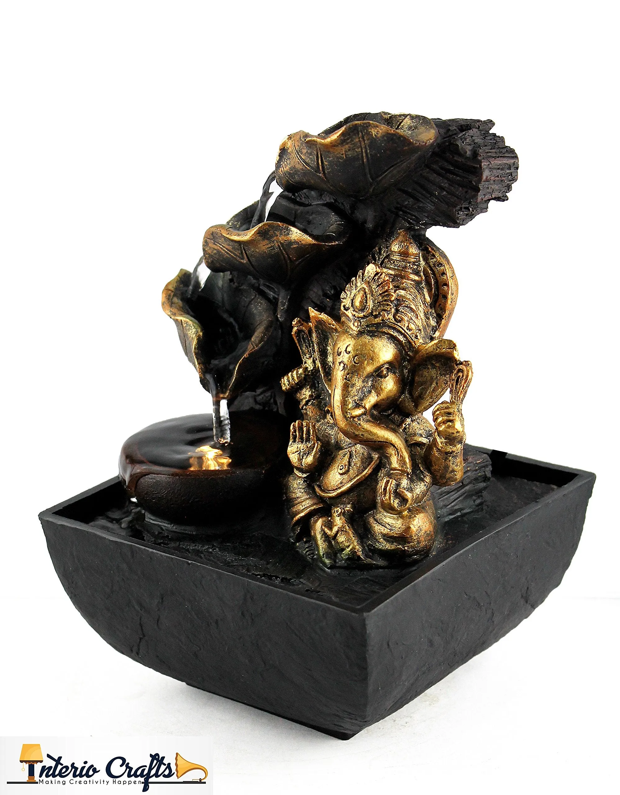Interio Crafts Polyresin Water Fountain (13 x 13 x 21 cm, Brown)