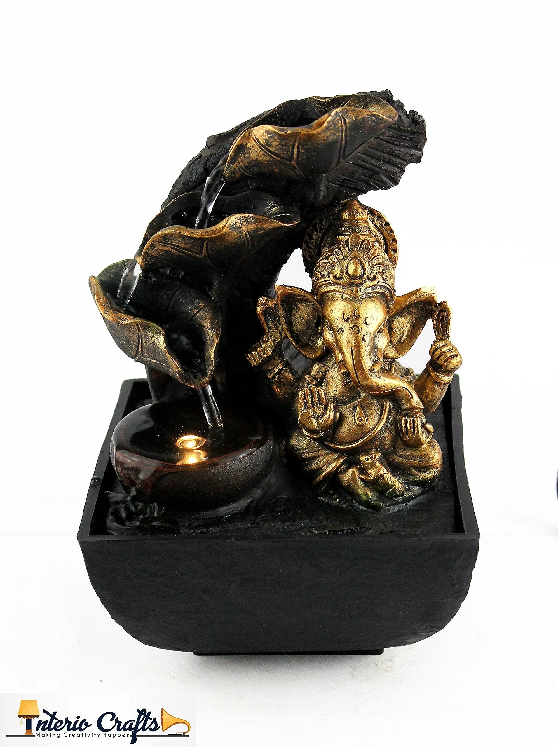 Interio Crafts Polyresin Water Fountain (13 x 13 x 21 cm, Brown)