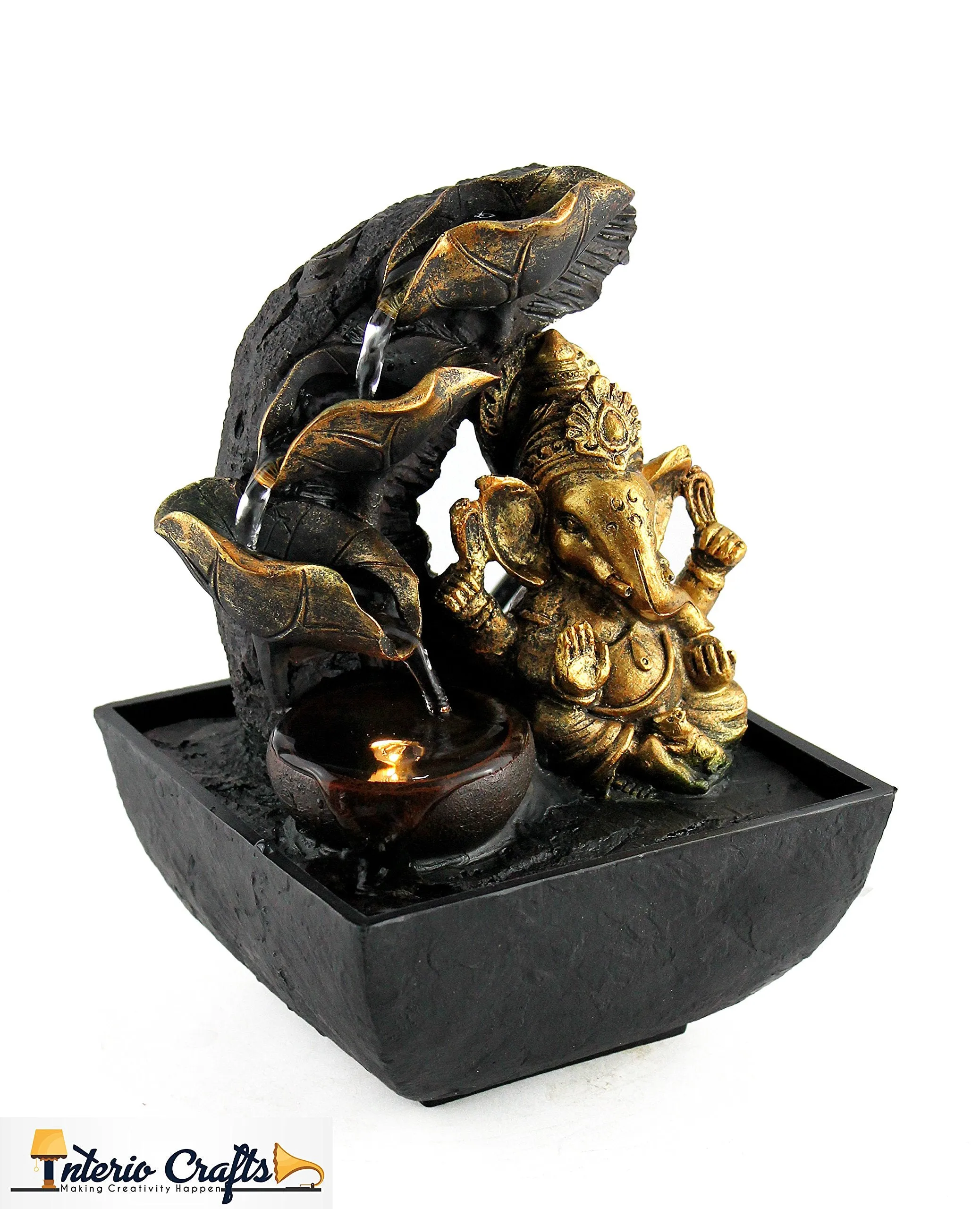 Interio Crafts Polyresin Water Fountain (13 x 13 x 21 cm, Brown)