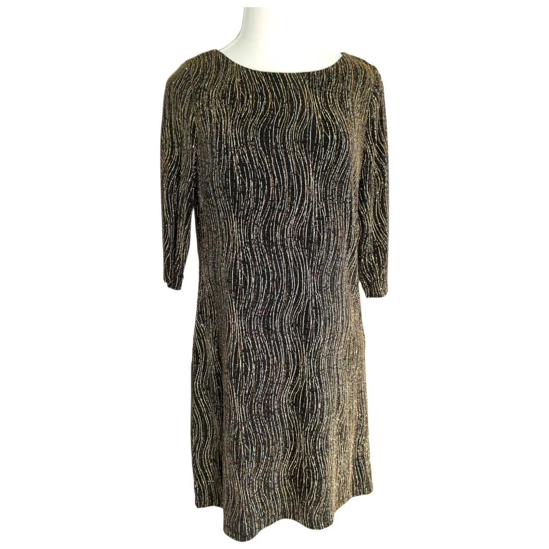 Jessica Howard Fancy Black Gold Sparkle Special Occasion Dress 16