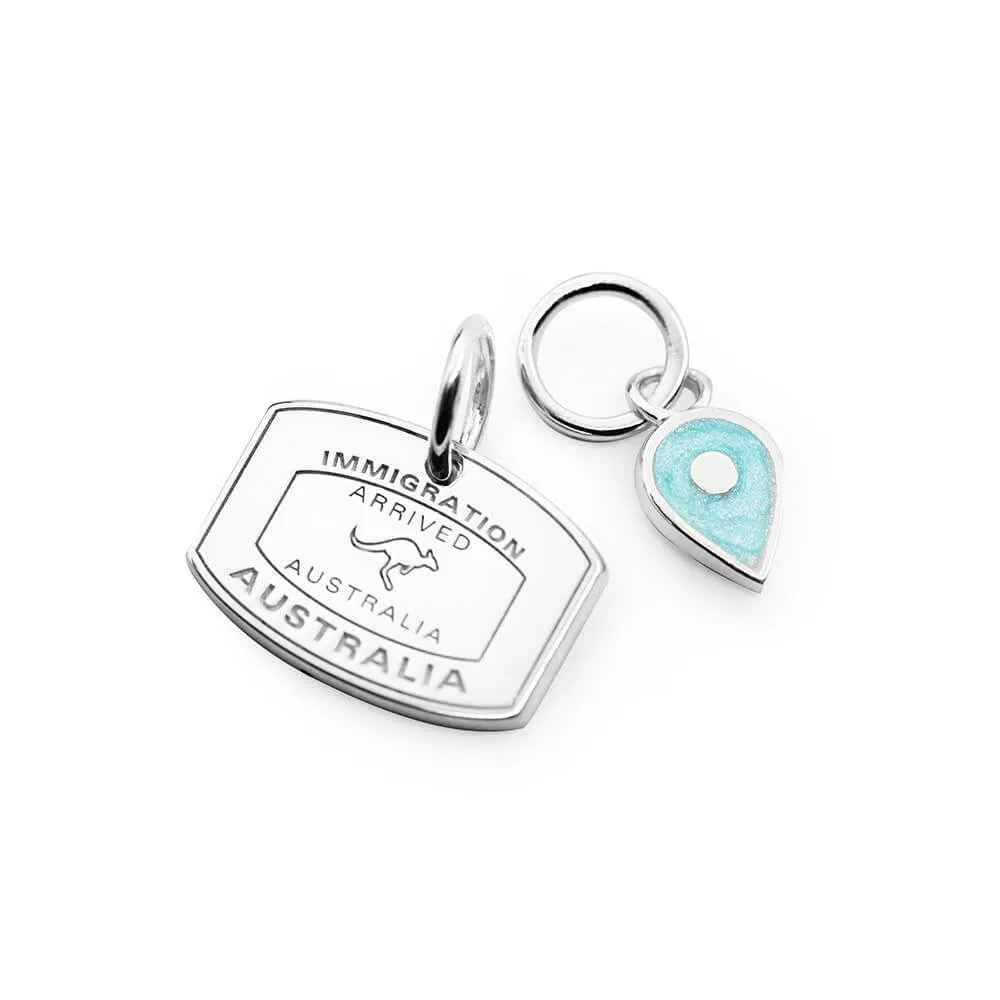 July Map Pin Charm Ruby Enamel, Solid Gold