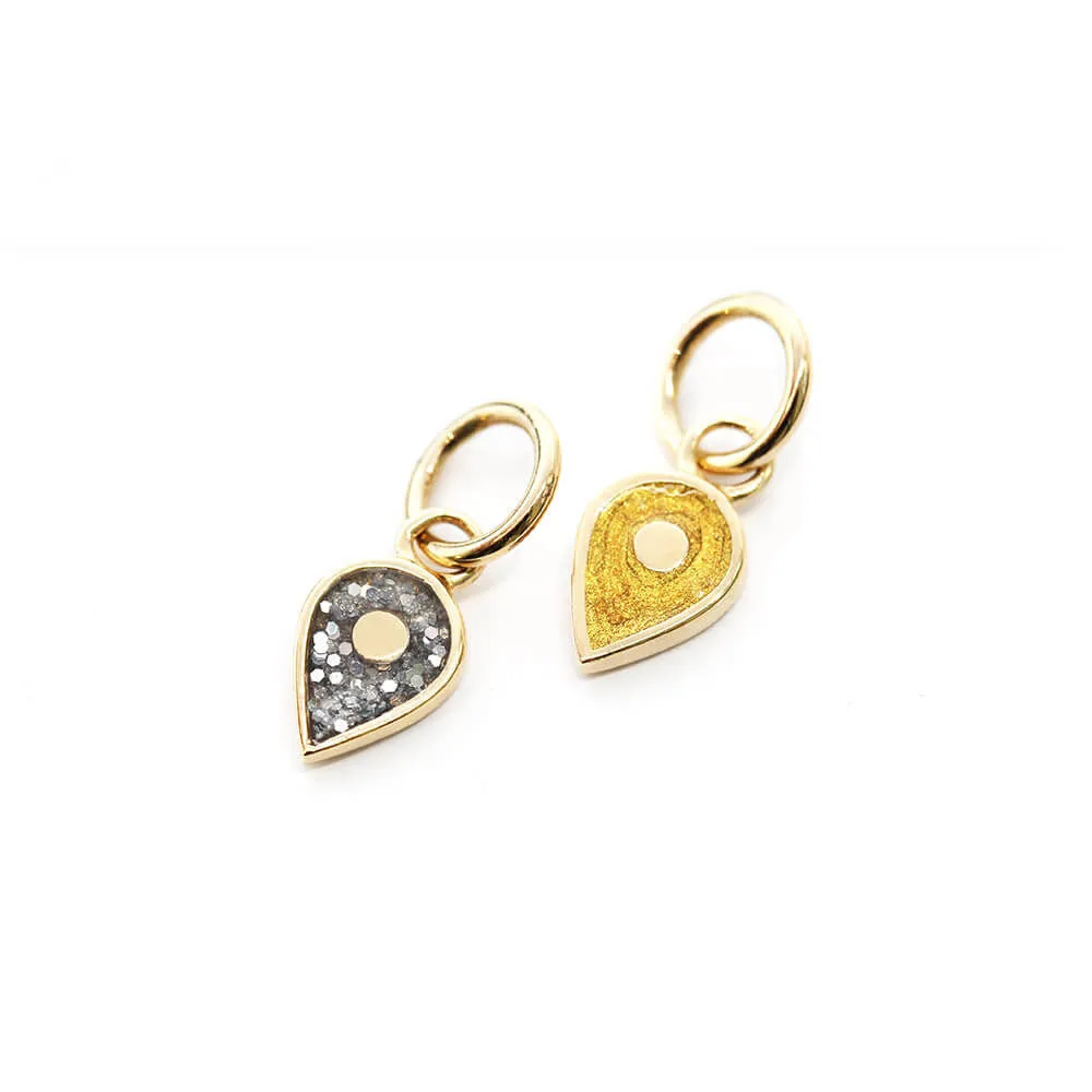 July Map Pin Charm Ruby Enamel, Solid Gold