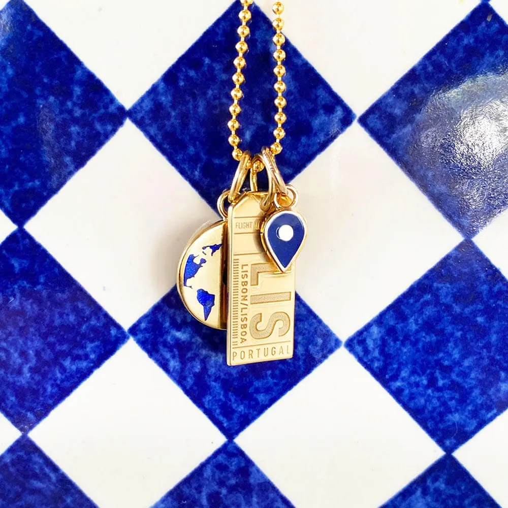 July Map Pin Charm Ruby Enamel, Solid Gold