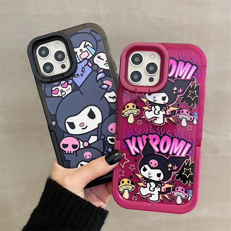 Kawaii Kuromi iPhone Case (Black & Maroon)