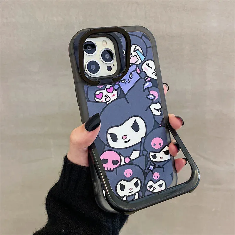 Kawaii Kuromi iPhone Case (Black & Maroon)