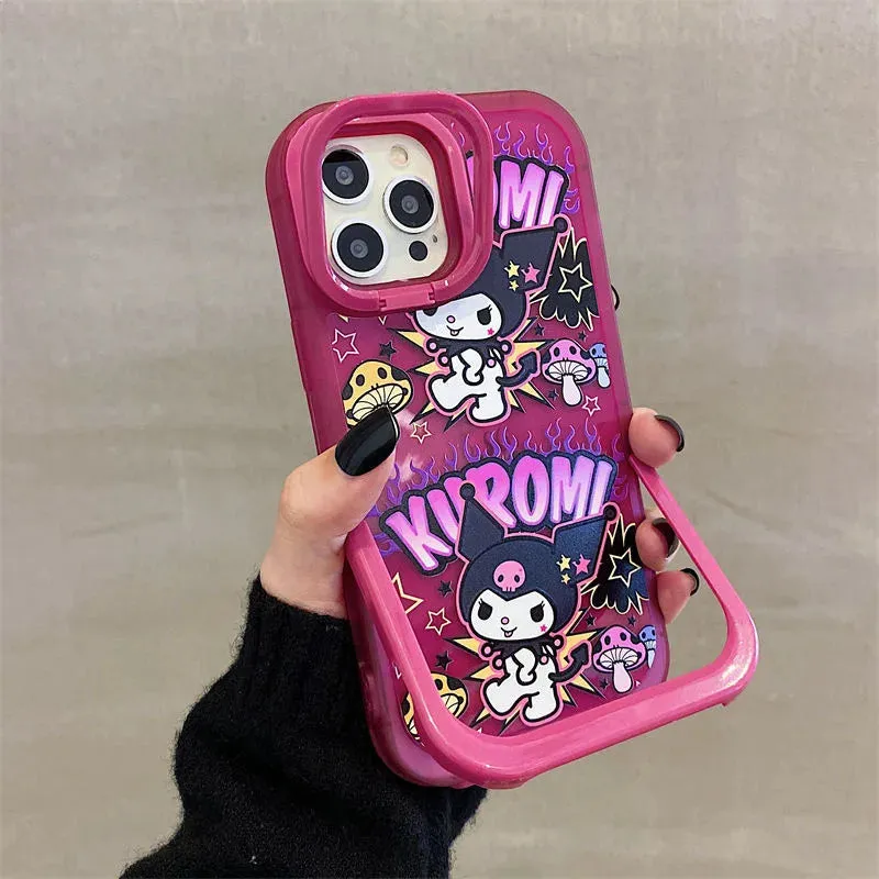 Kawaii Kuromi iPhone Case (Black & Maroon)