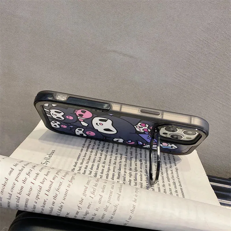 Kawaii Kuromi iPhone Case (Black & Maroon)