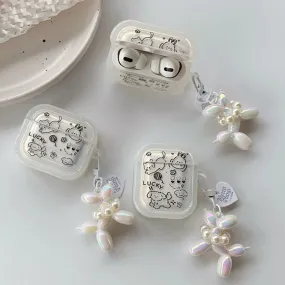 Kawaii Transparent AirPods Case with Balloon Dog Chain