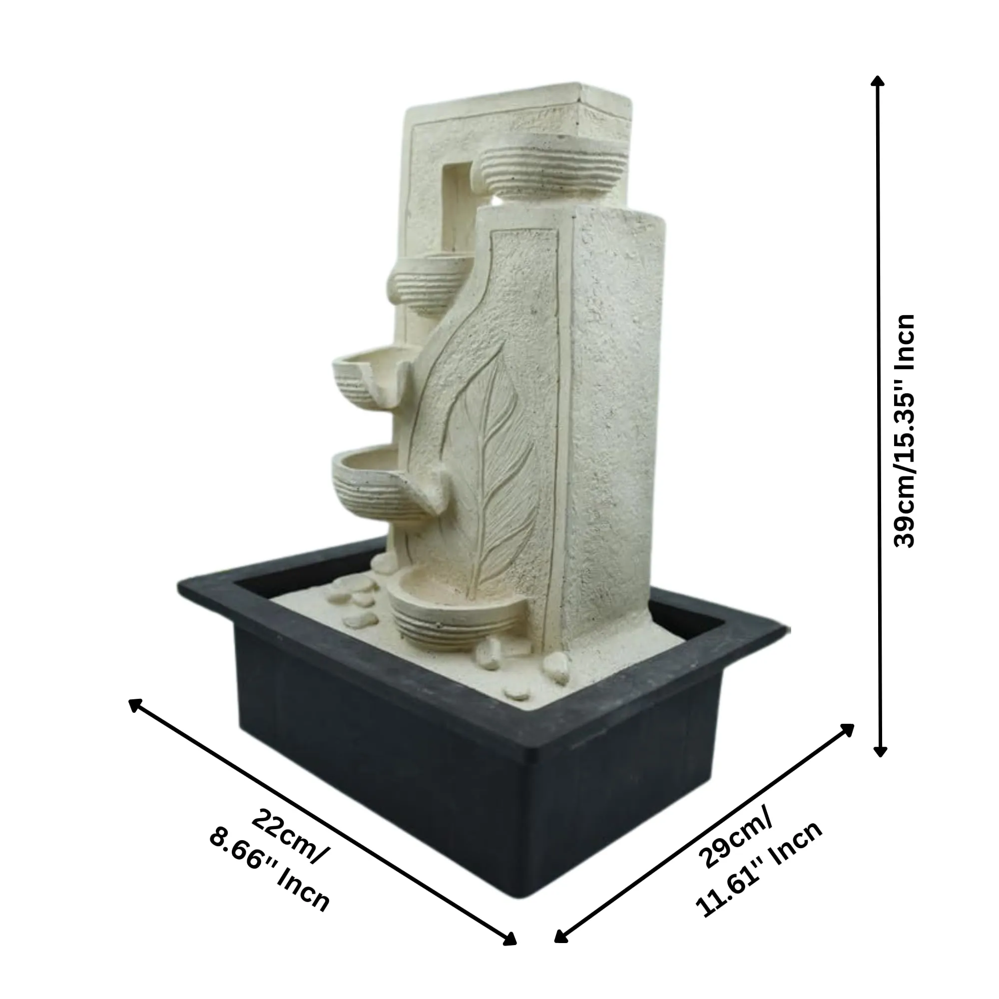 KRN Tabletop Water Fountain | Decorative & Perfect Indoor Gift for Any Occasion | Office & Home Decor | Desk Fountain | Tabletop Water Fountain Indoor | Office Desk Fountain - Resin (White & Black)