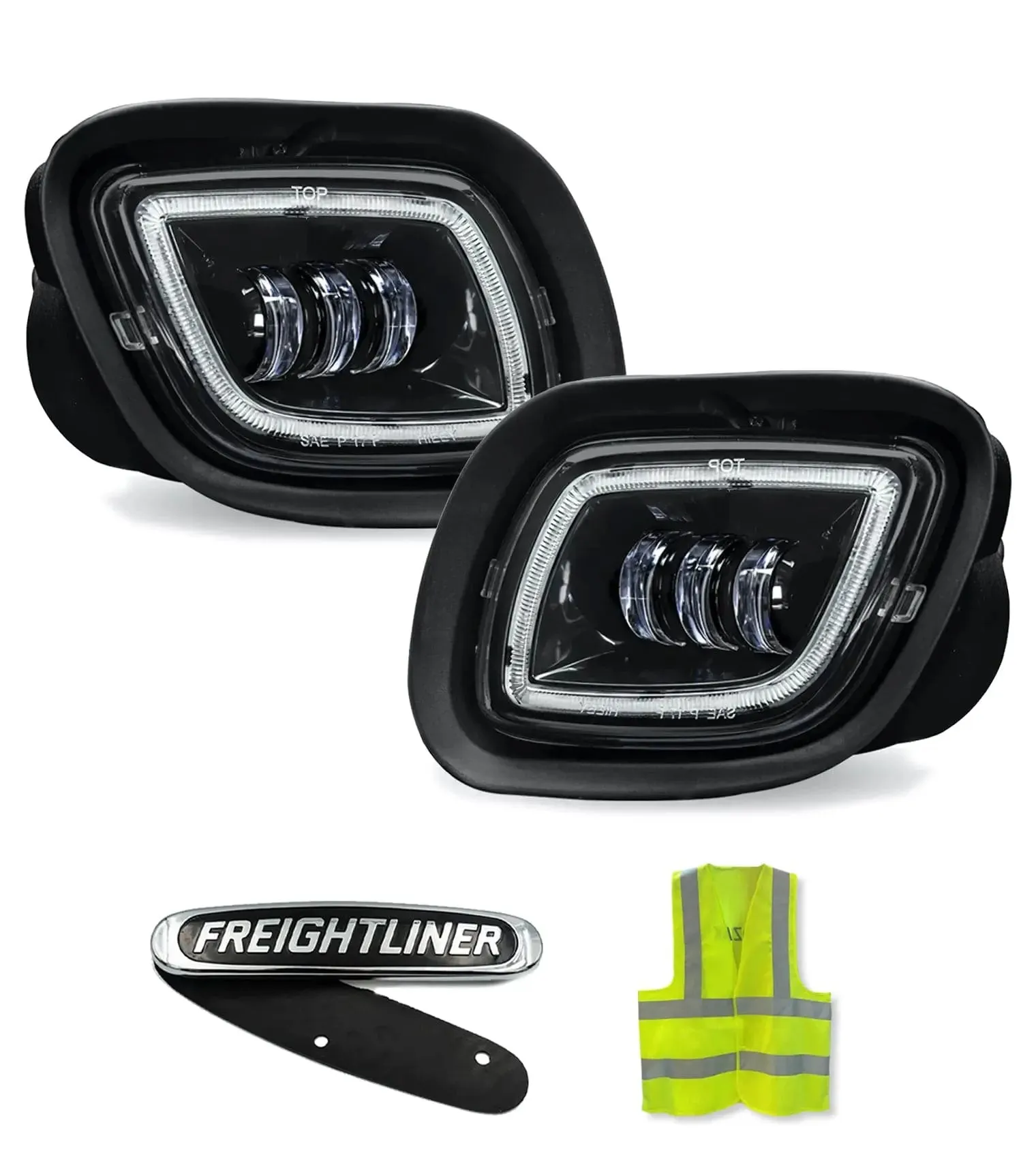 LED Fog Lights Black Set Freightliner Cascadia 125 113 2008-2017