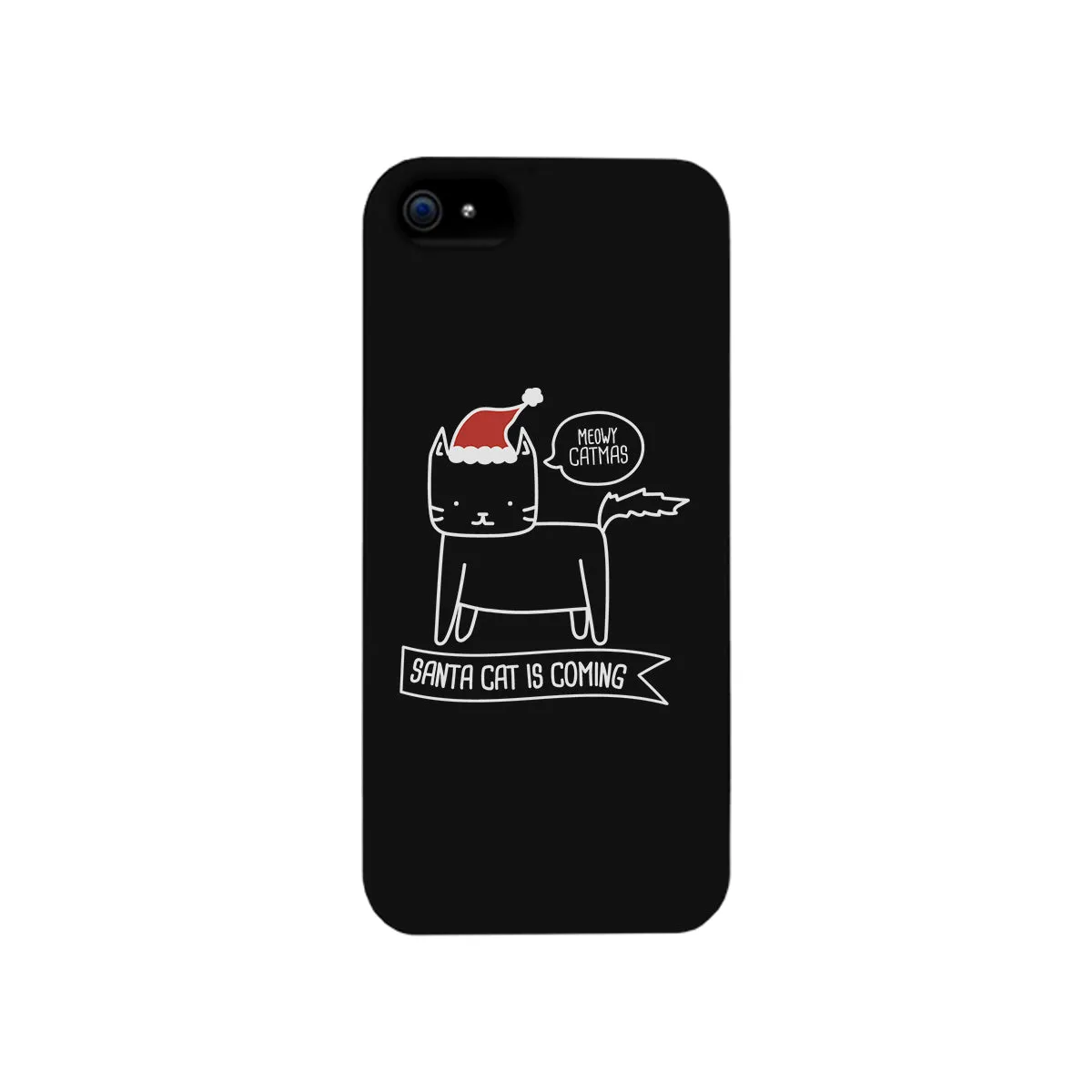 Meowy Catmas Santa Cat Is Coming Black Phone Case