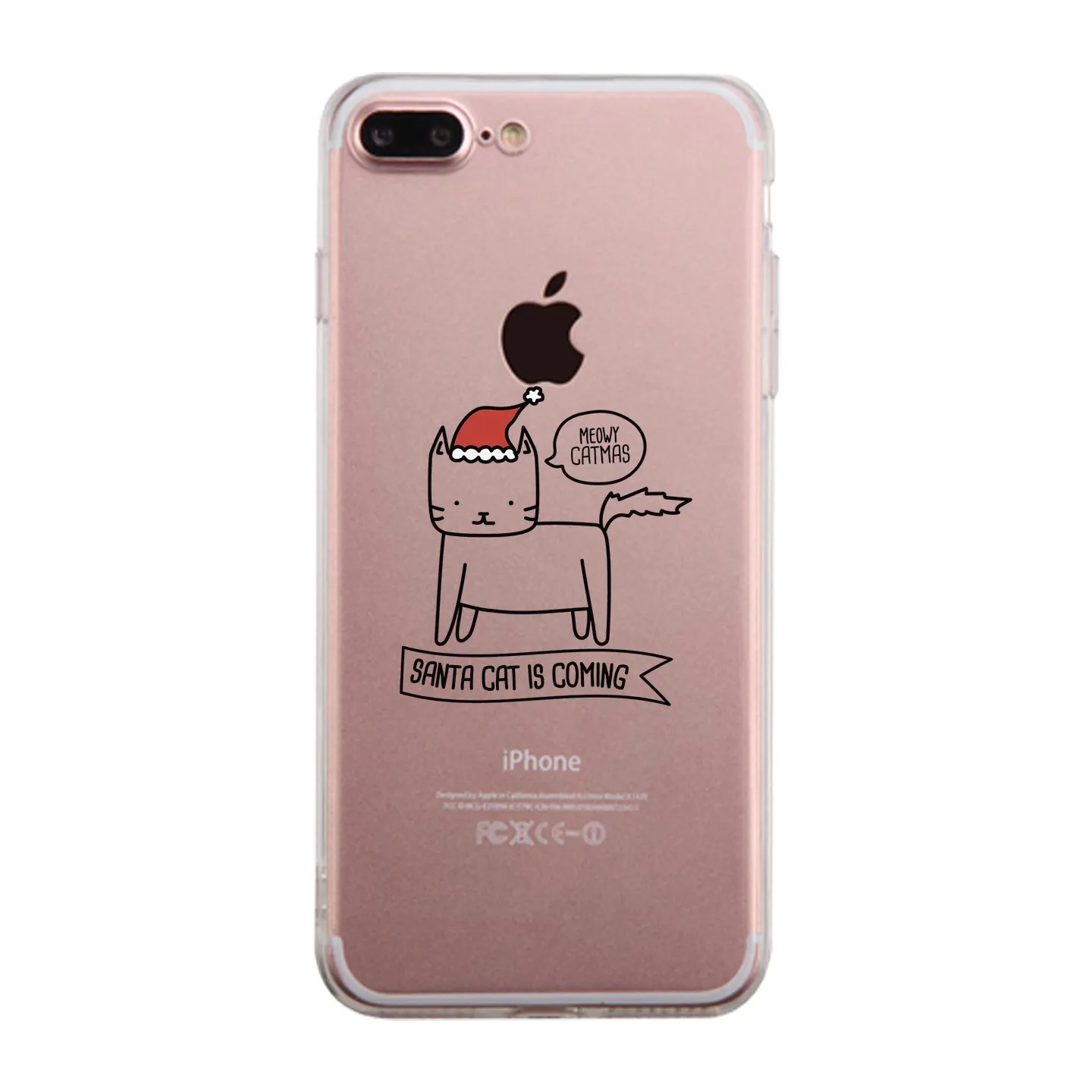 Meowy Catmas Santa Cat Is Coming Clear Phone Case