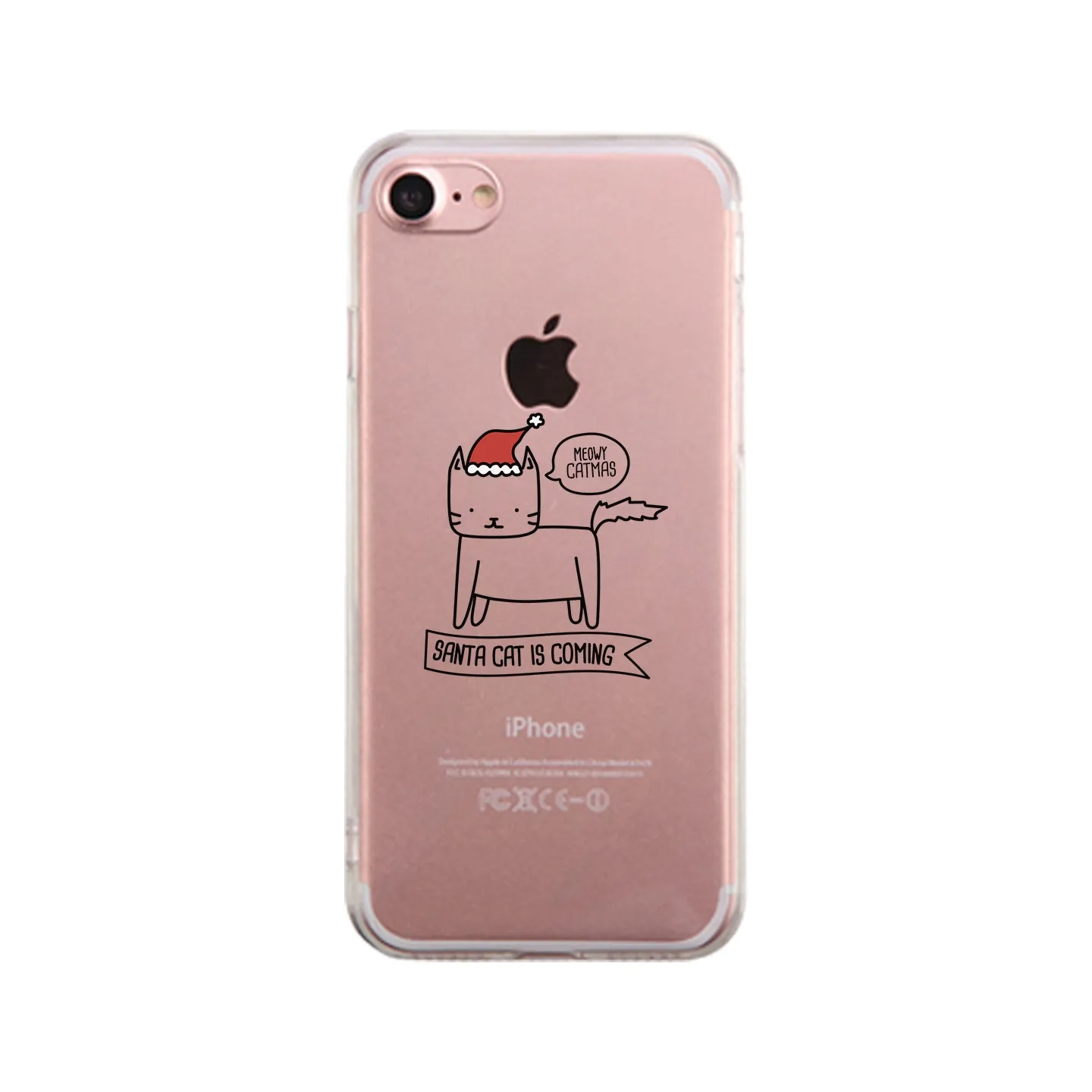 Meowy Catmas Santa Cat Is Coming Clear Phone Case