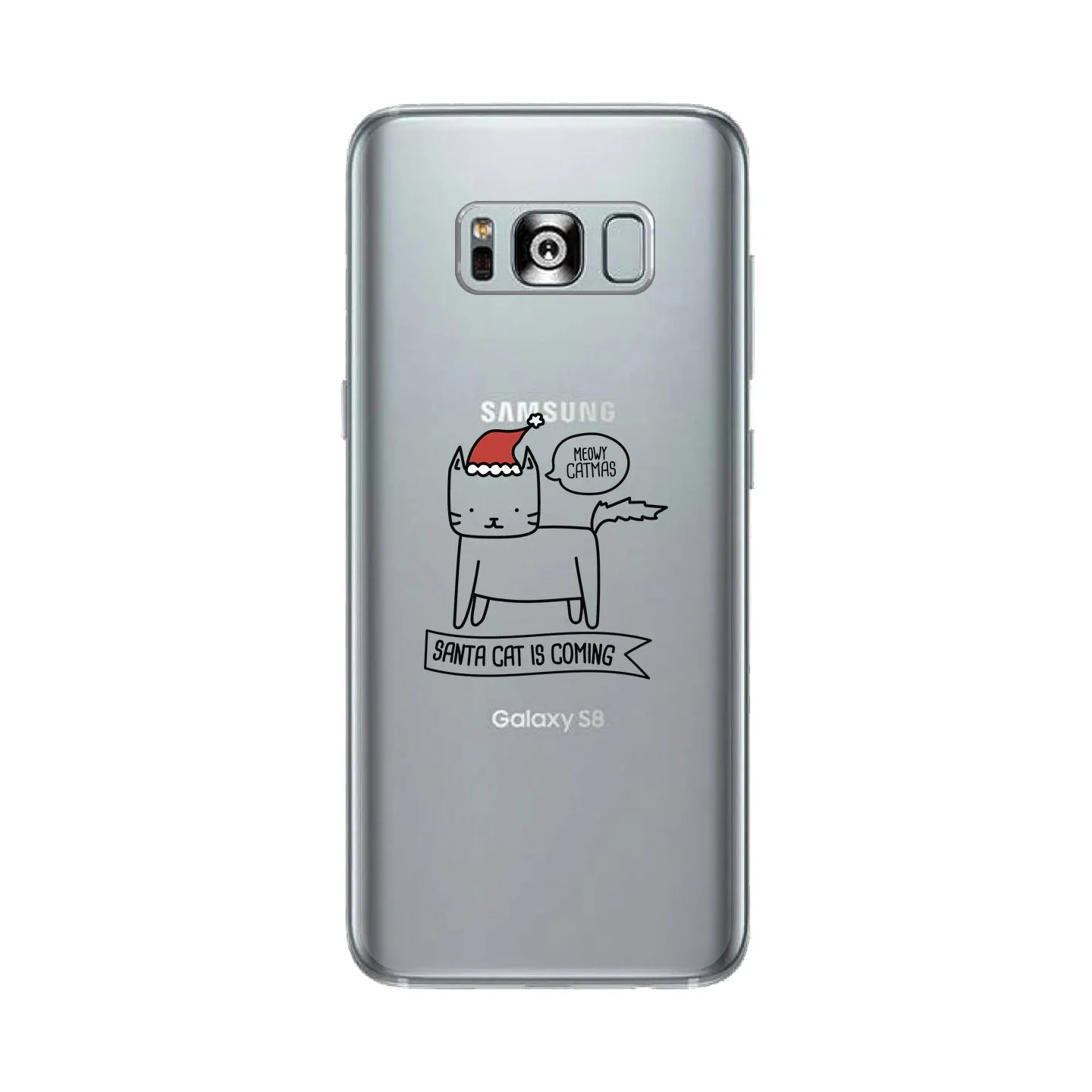 Meowy Catmas Santa Cat Is Coming Clear Phone Case