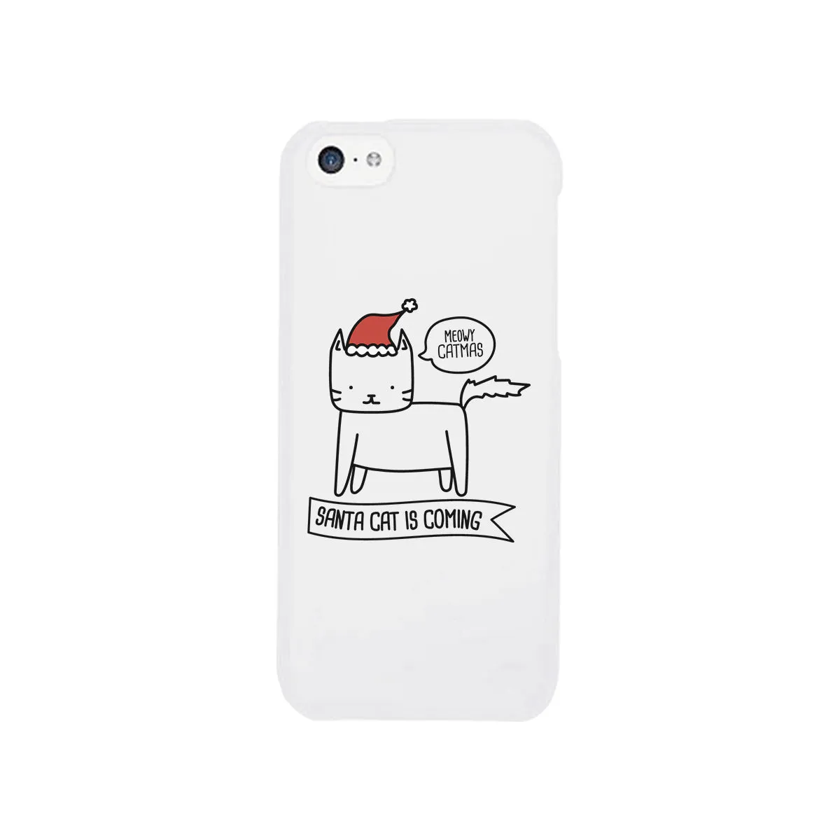 Meowy Catmas Santa Cat Is Coming White Phone Case