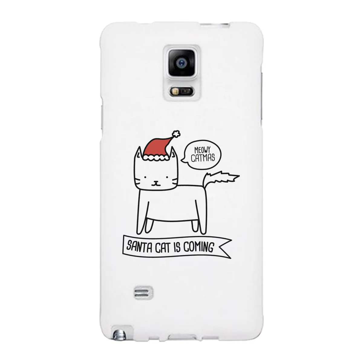Meowy Catmas Santa Cat Is Coming White Phone Case
