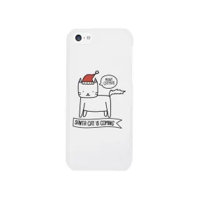 Meowy Catmas Santa Cat Is Coming White Phone Case