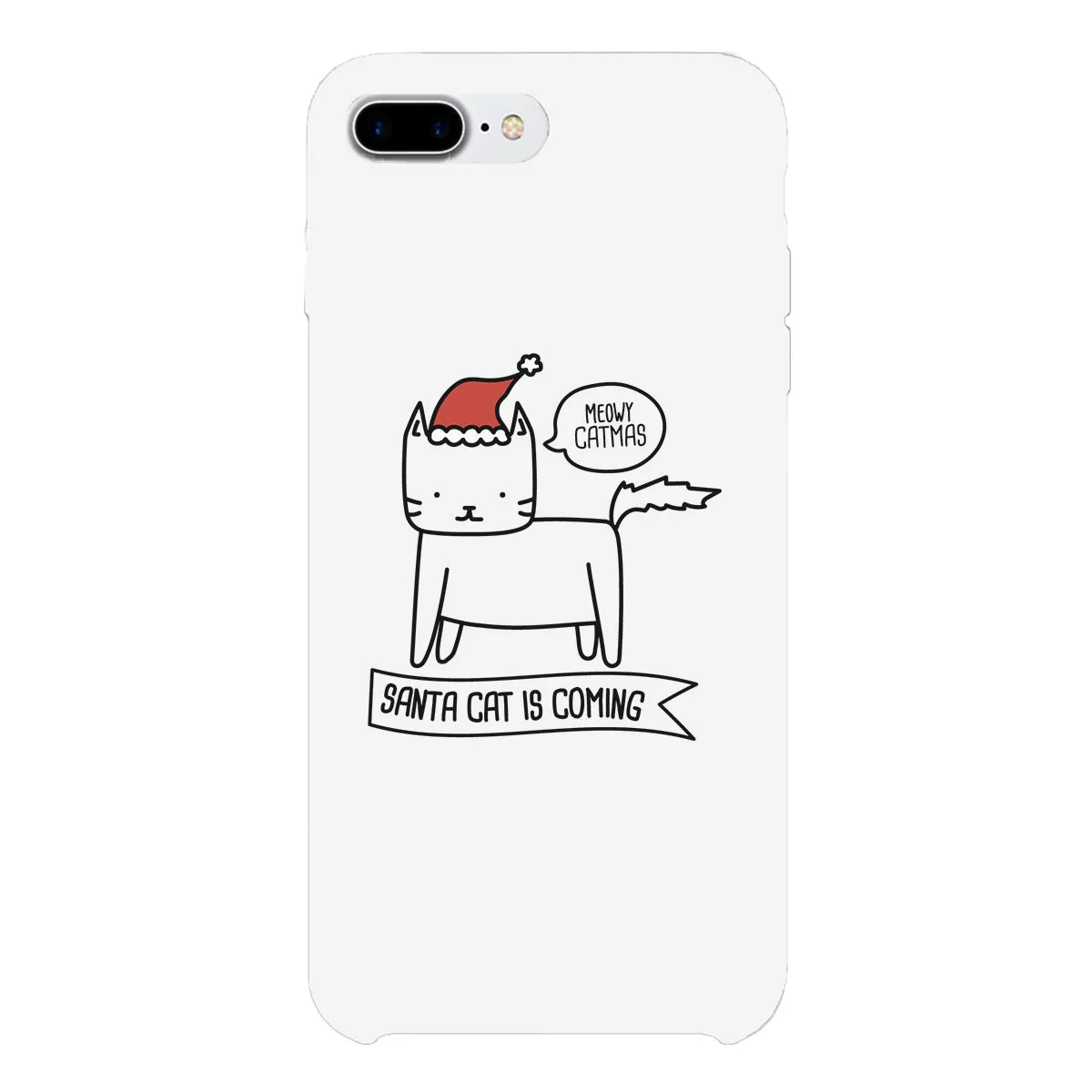 Meowy Catmas Santa Cat Is Coming White Phone Case