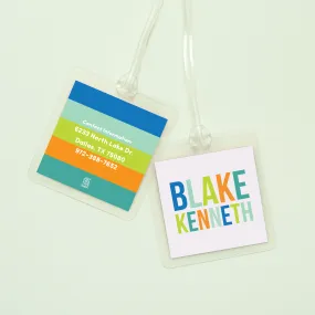 Multicolored Personalized Bag Tag - Blues