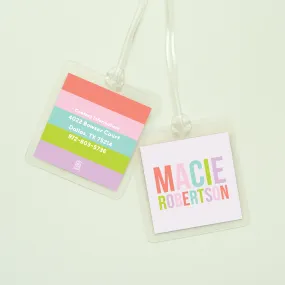 Multicolored Personalized Bag Tag - Pinks