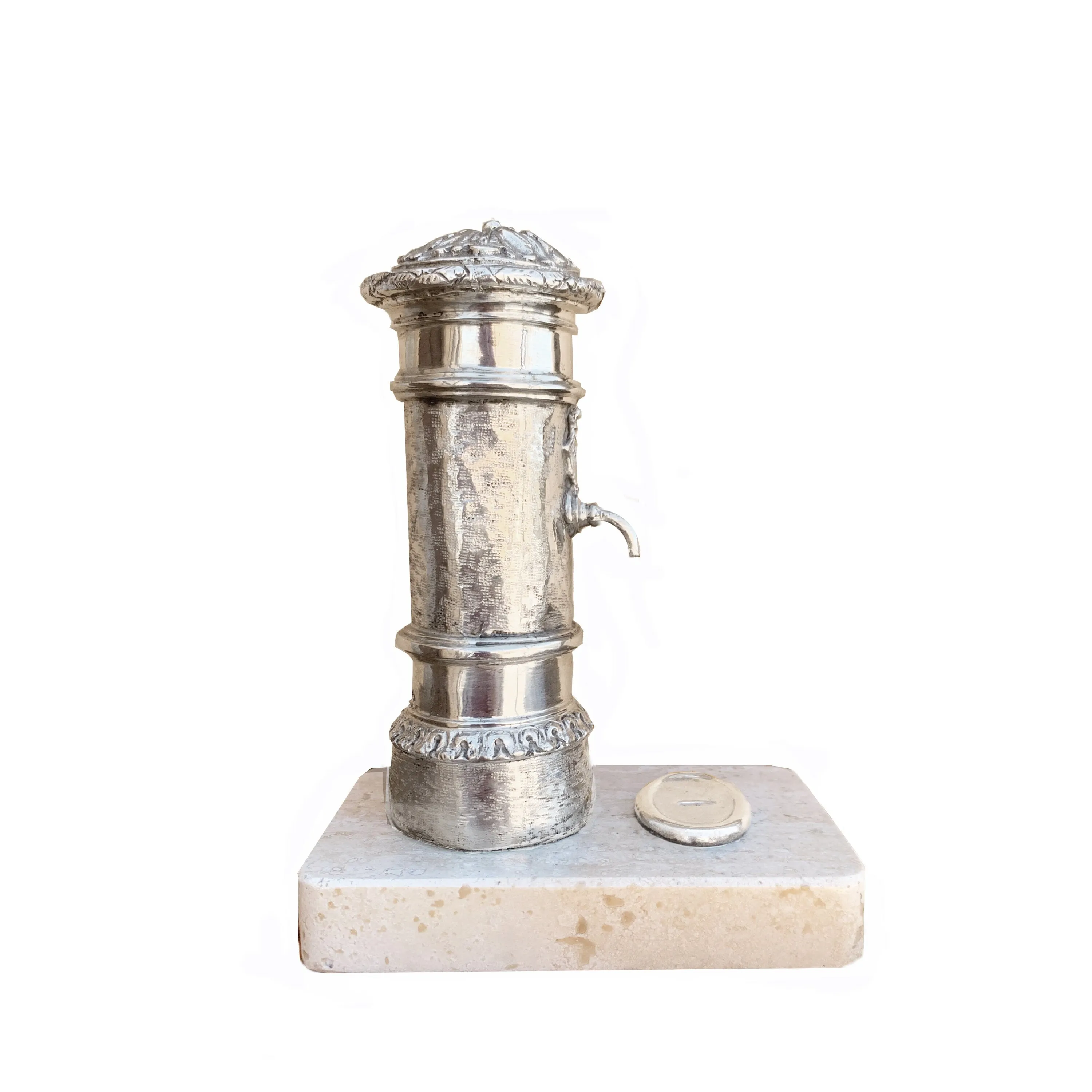 Nasone fountain in sterling silver and Travertine  (typical roman little fountain! )