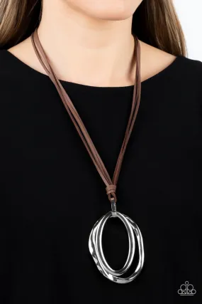 Necklace Long OVAL-due - Brown N2347