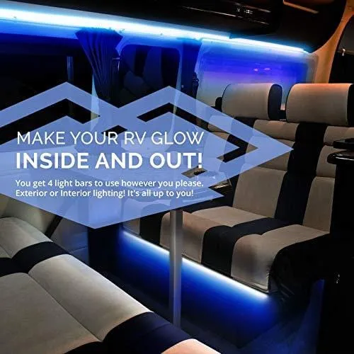 OPT7 Aura LED Trailer RV Underbody/Awning or Interior Lighting Kit - Full Color Spectrum- 4 Smart-Color Glow Strip