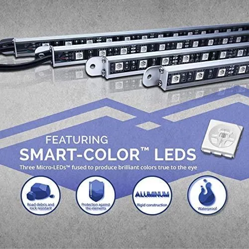 OPT7 Aura LED Trailer RV Underbody/Awning or Interior Lighting Kit - Full Color Spectrum- 4 Smart-Color Glow Strip