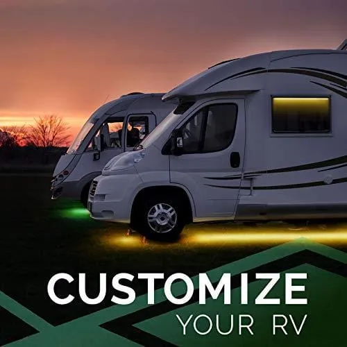 OPT7 Aura LED Trailer RV Underbody/Awning or Interior Lighting Kit - Full Color Spectrum- 4 Smart-Color Glow Strip