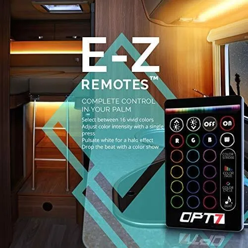 OPT7 Aura LED Trailer RV Underbody/Awning or Interior Lighting Kit - Full Color Spectrum- 4 Smart-Color Glow Strip