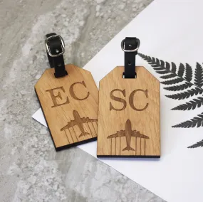 Pair of Wooden Initial Luggage Tags