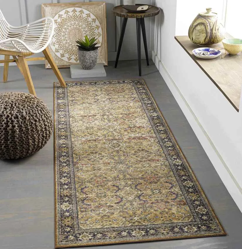 Paw Paw Traditional Tan Washable Area Rug