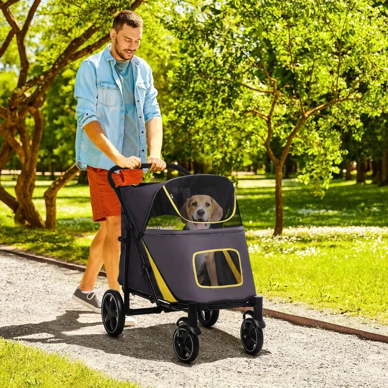 PawHut Foldable Dog Push Chair - Grey