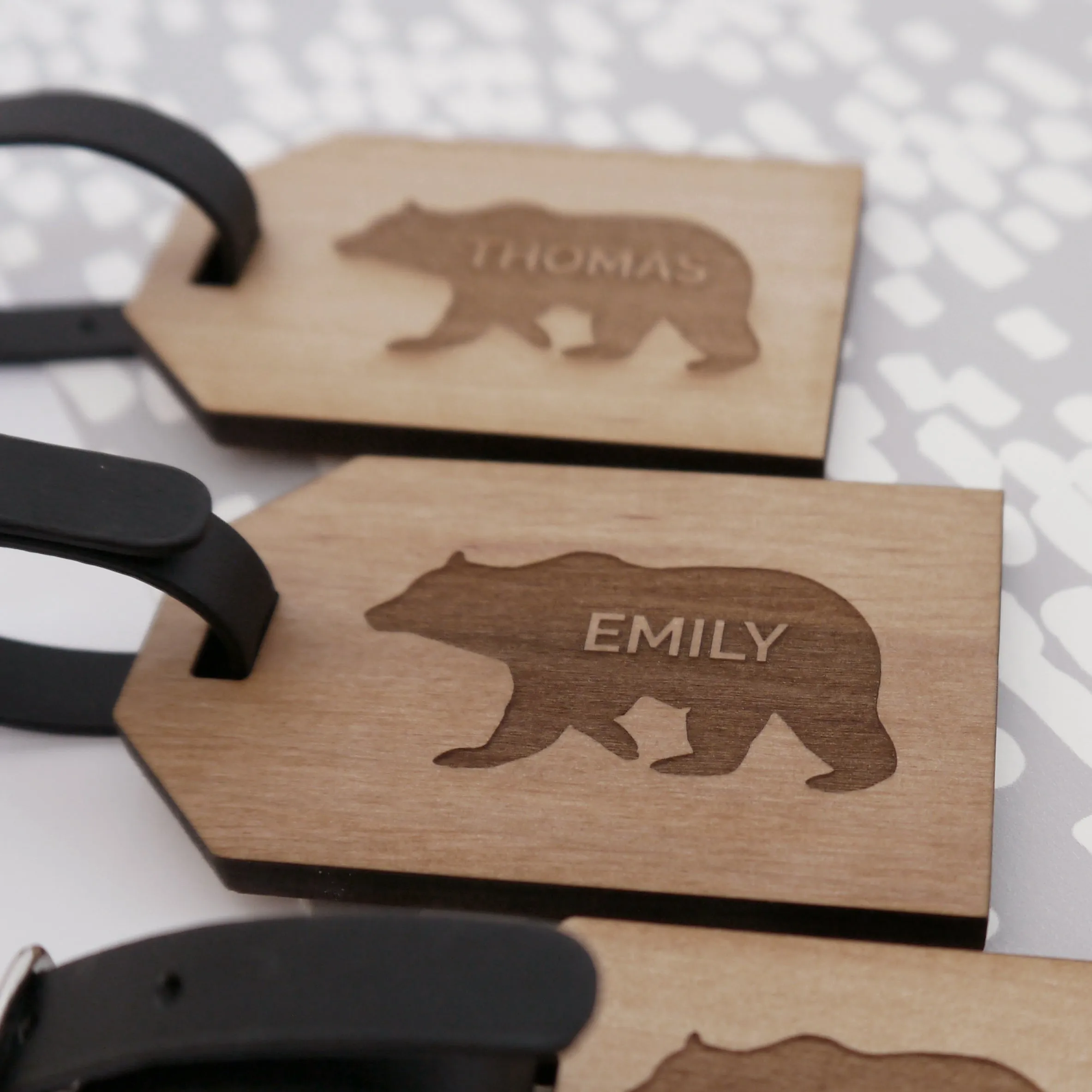 Personalised Bear Family Luggage Tag Set