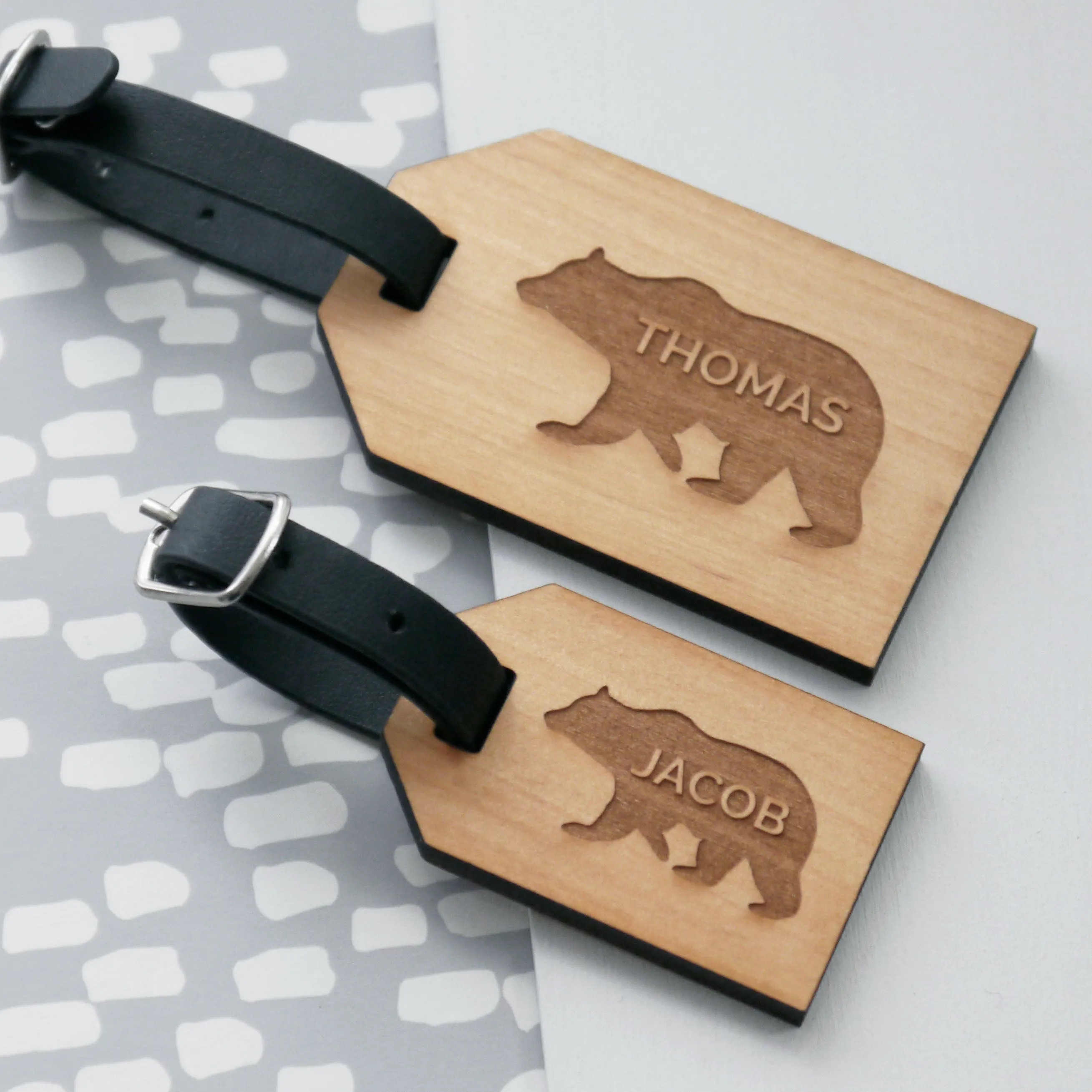 Personalised Bear Family Luggage Tag Set