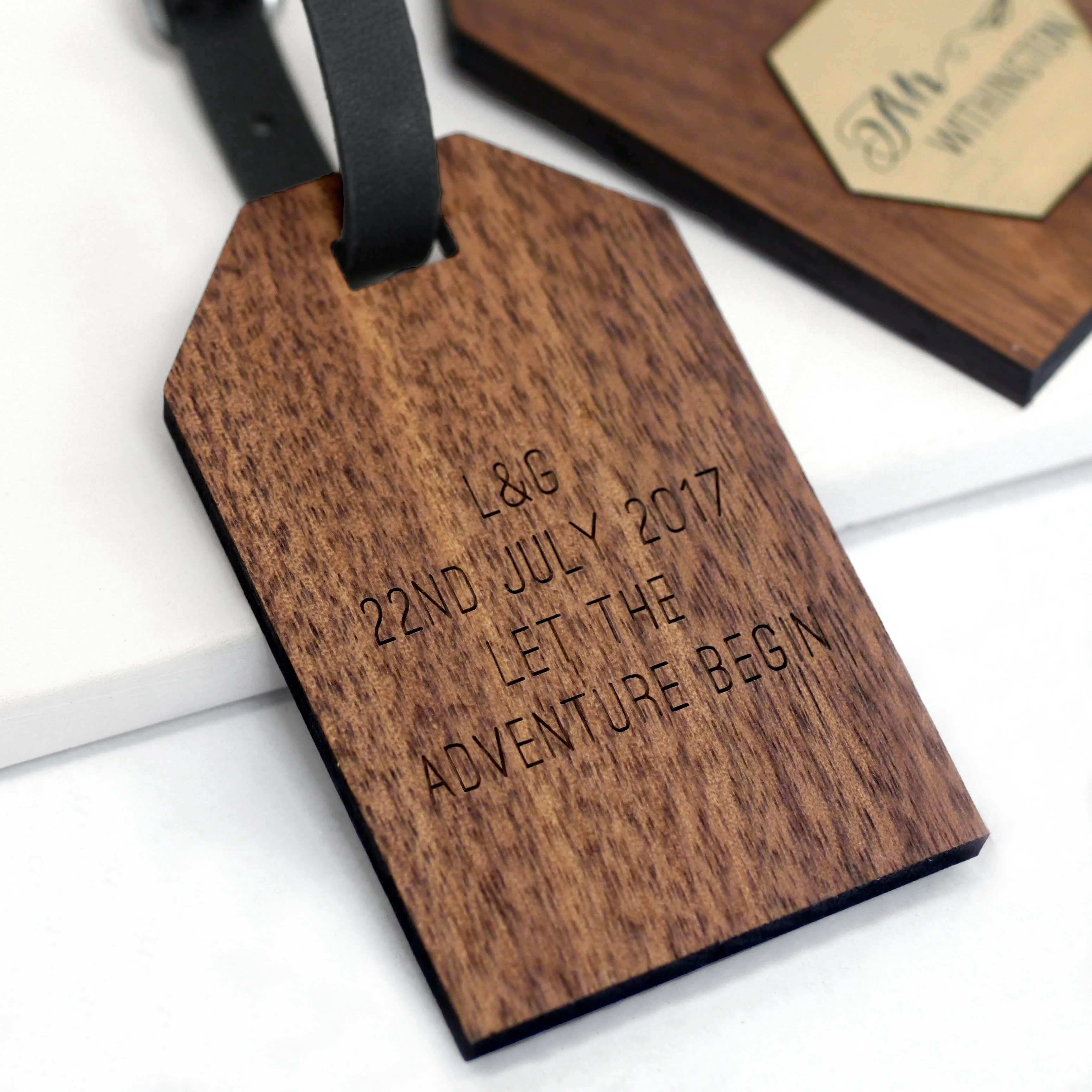 Personalised Gold Hexagon Honeymoon Luggage Tags