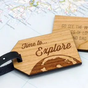 Personalised Wooden 'Explore' Luggage Tag