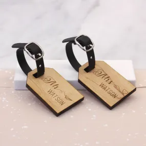 Personalised Wooden Honeymoon Mini Luggage Tags