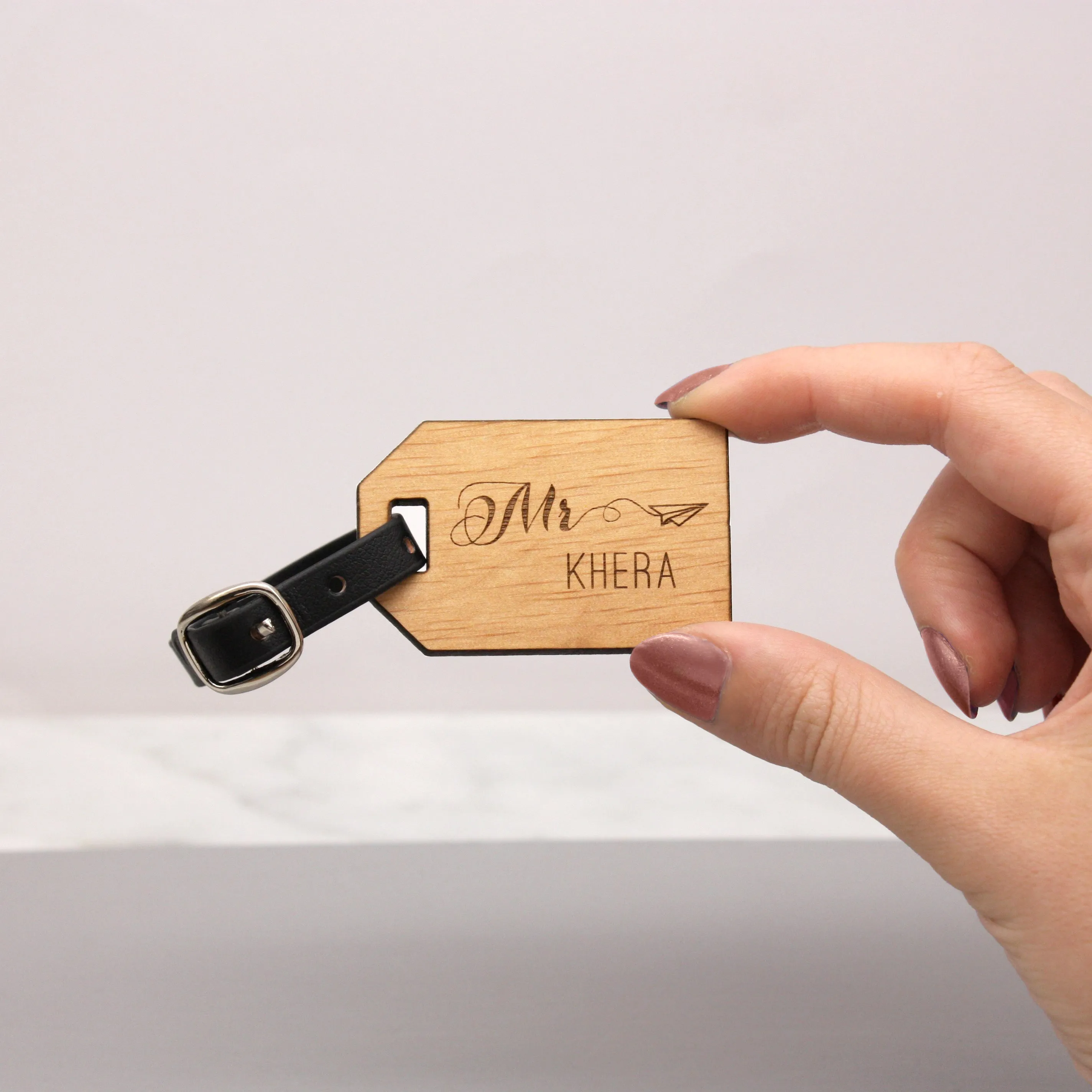 Personalised Wooden Honeymoon Mini Luggage Tags