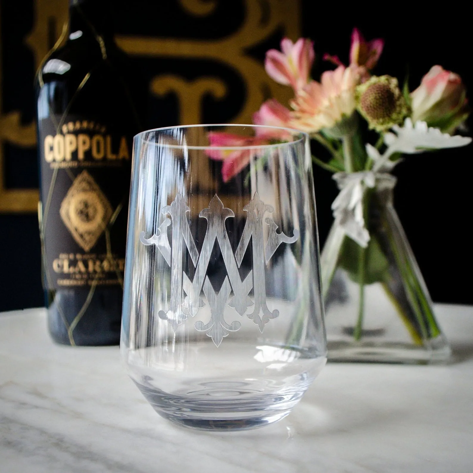 Personalized Clarus Stemless Wine Glasses