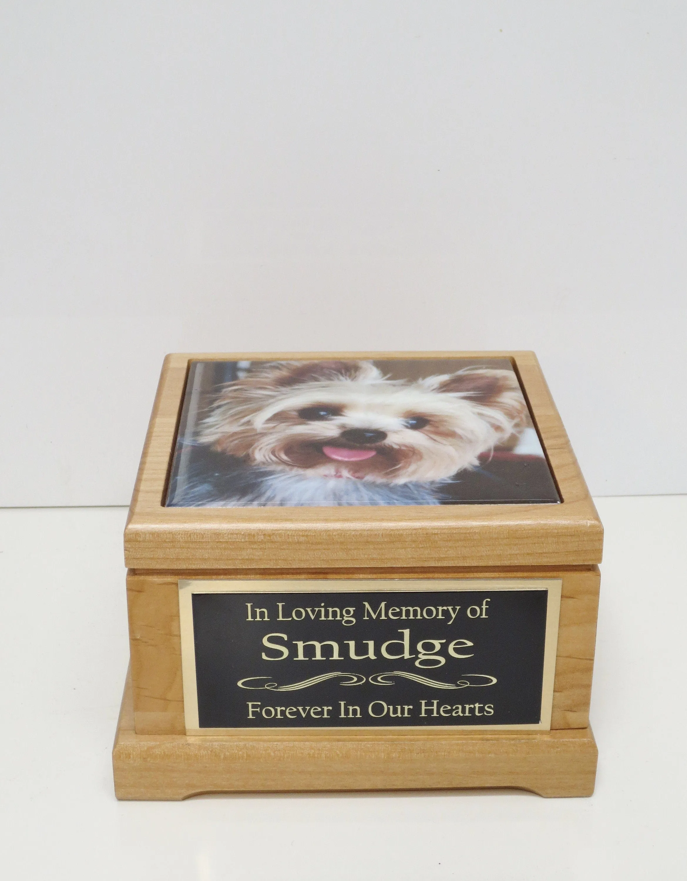 Personalized Dog Urn Pet Urn Pet Memorial Keepsake Box Custom Small Cremation Urn Custom Photo Tile Red Alder  Animal Cat Urn Up To 25lbs