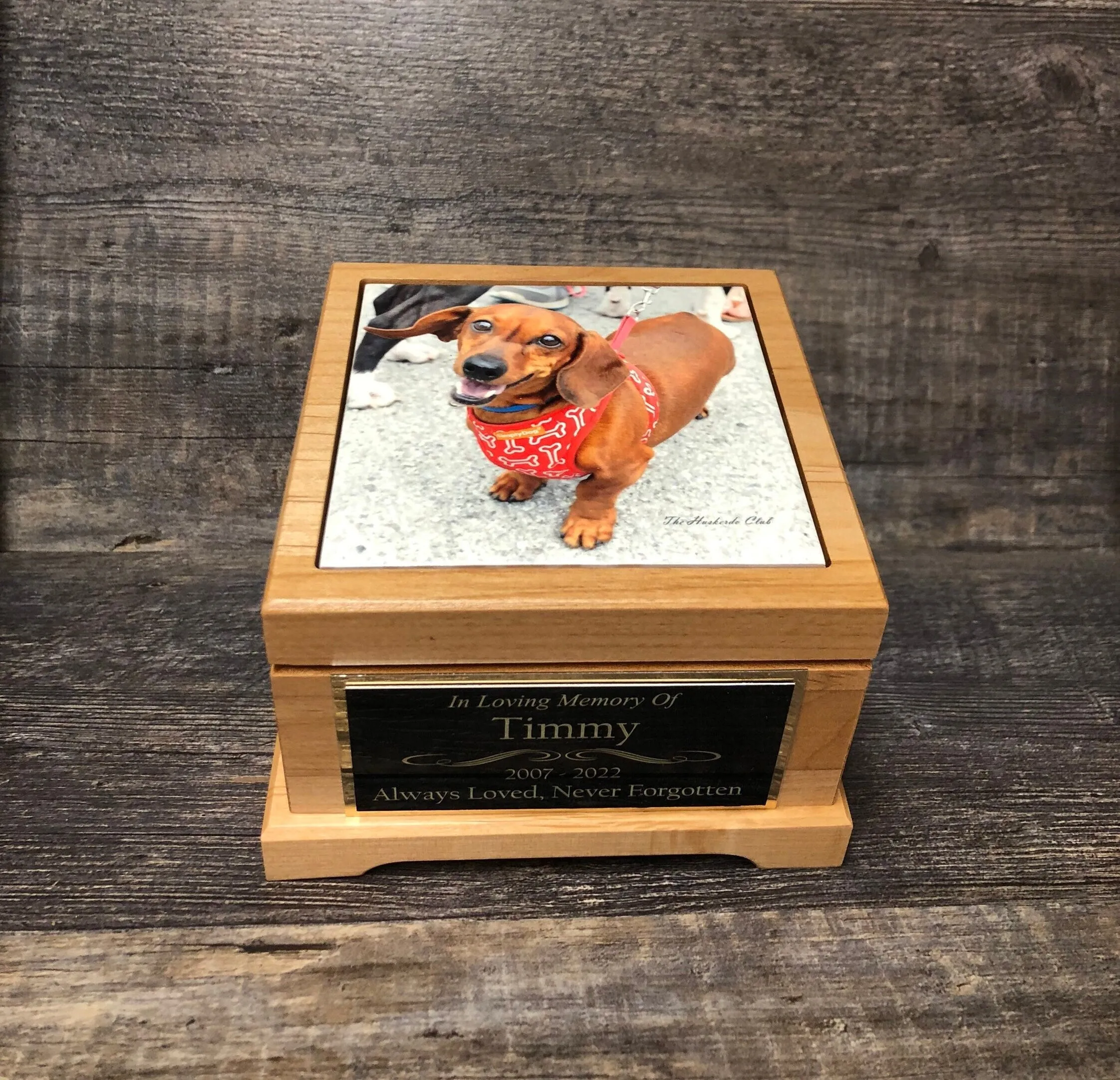 Pet Urn Dog Urn Pet Memorial Keepsake Box Dachshund Urn Yorkie Cremation Urn Custom Photo Tile & Tag Small Dog / Animal Cat Urn Up To 25lbs