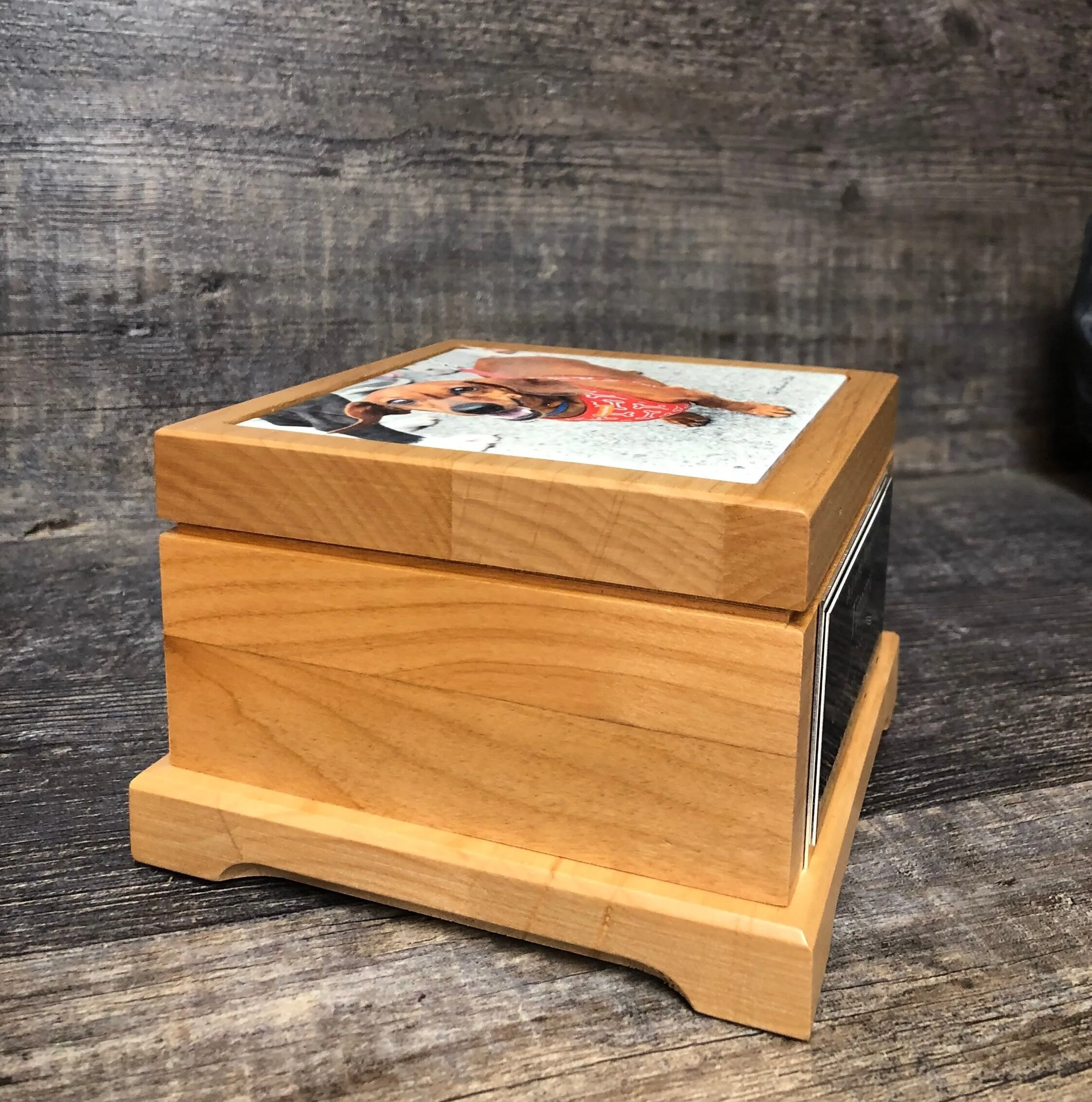 Pet Urn Dog Urn Pet Memorial Keepsake Box Dachshund Urn Yorkie Cremation Urn Custom Photo Tile & Tag Small Dog / Animal Cat Urn Up To 25lbs
