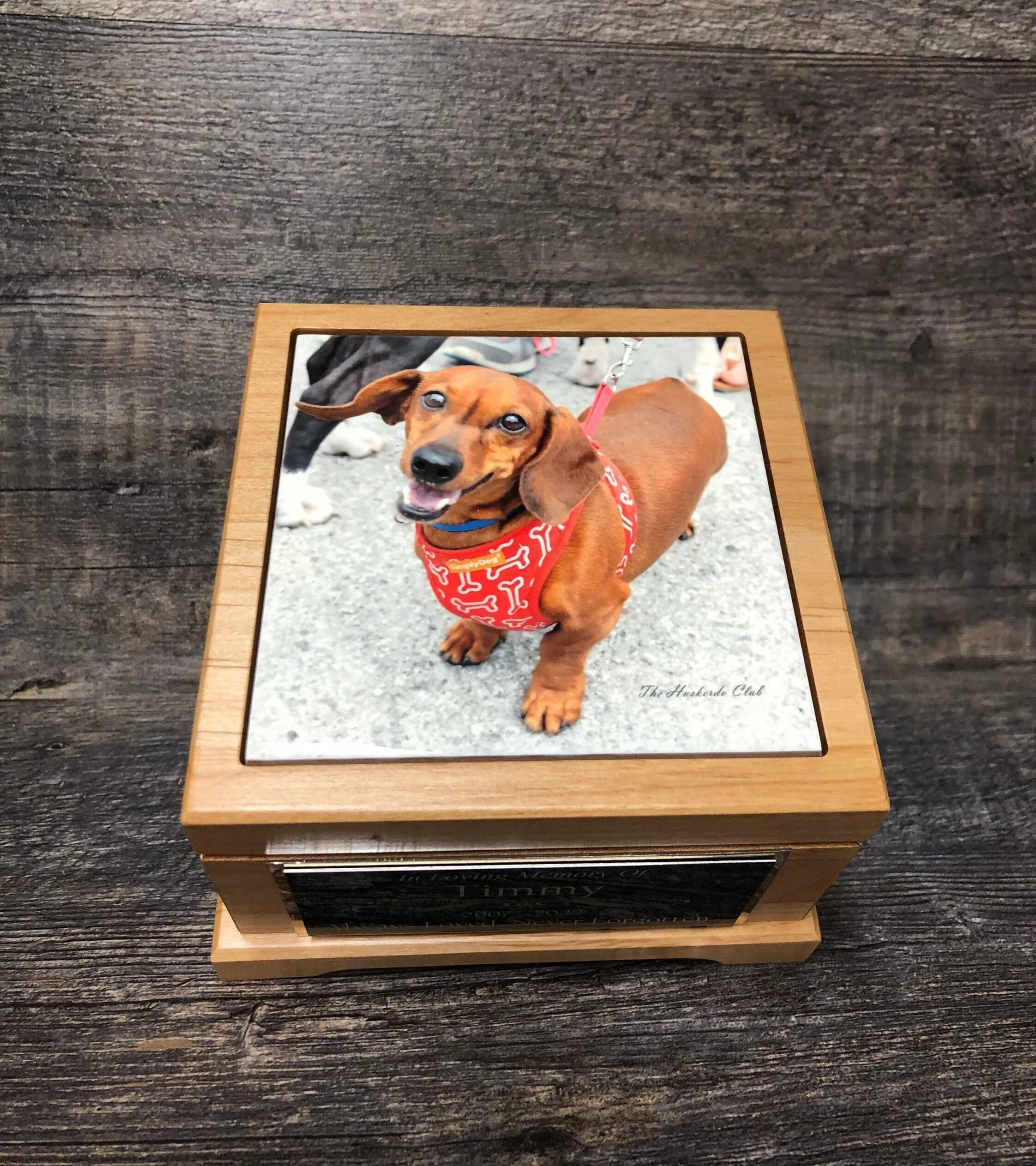 Pet Urn Dog Urn Pet Memorial Keepsake Box Dachshund Urn Yorkie Cremation Urn Custom Photo Tile & Tag Small Dog / Animal Cat Urn Up To 25lbs