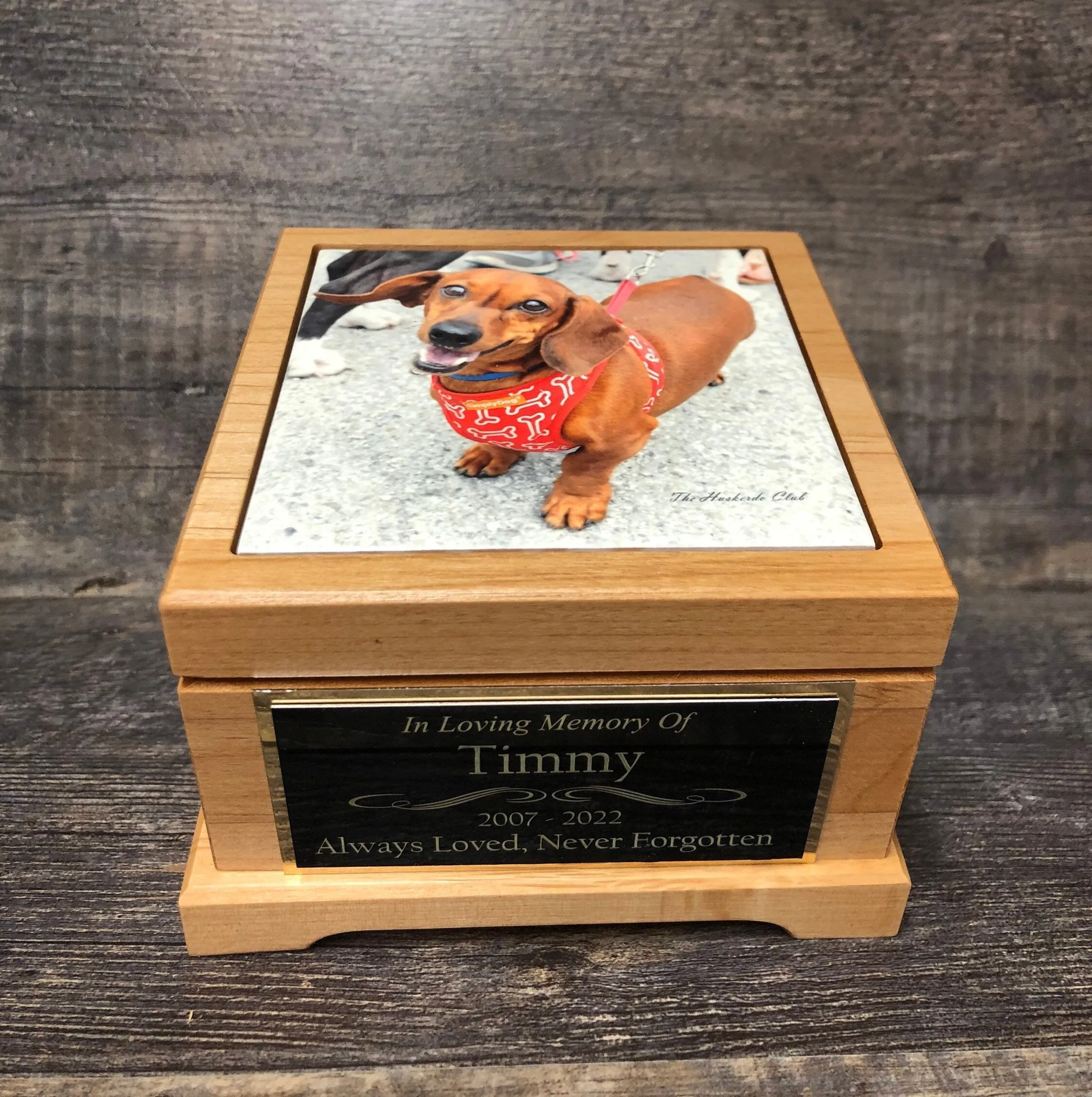 Pet Urn Dog Urn Pet Memorial Keepsake Box Dachshund Urn Yorkie Cremation Urn Custom Photo Tile & Tag Small Dog / Animal Cat Urn Up To 25lbs
